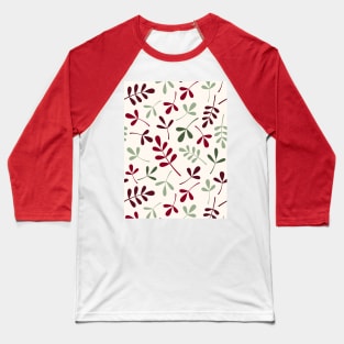 Assorted Leaf Silhouettes Reds Grns Crm Baseball T-Shirt